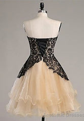 Black Lace Sweatheart Cute Short custom Elegant Wowen Short For Teens Prom Dresses